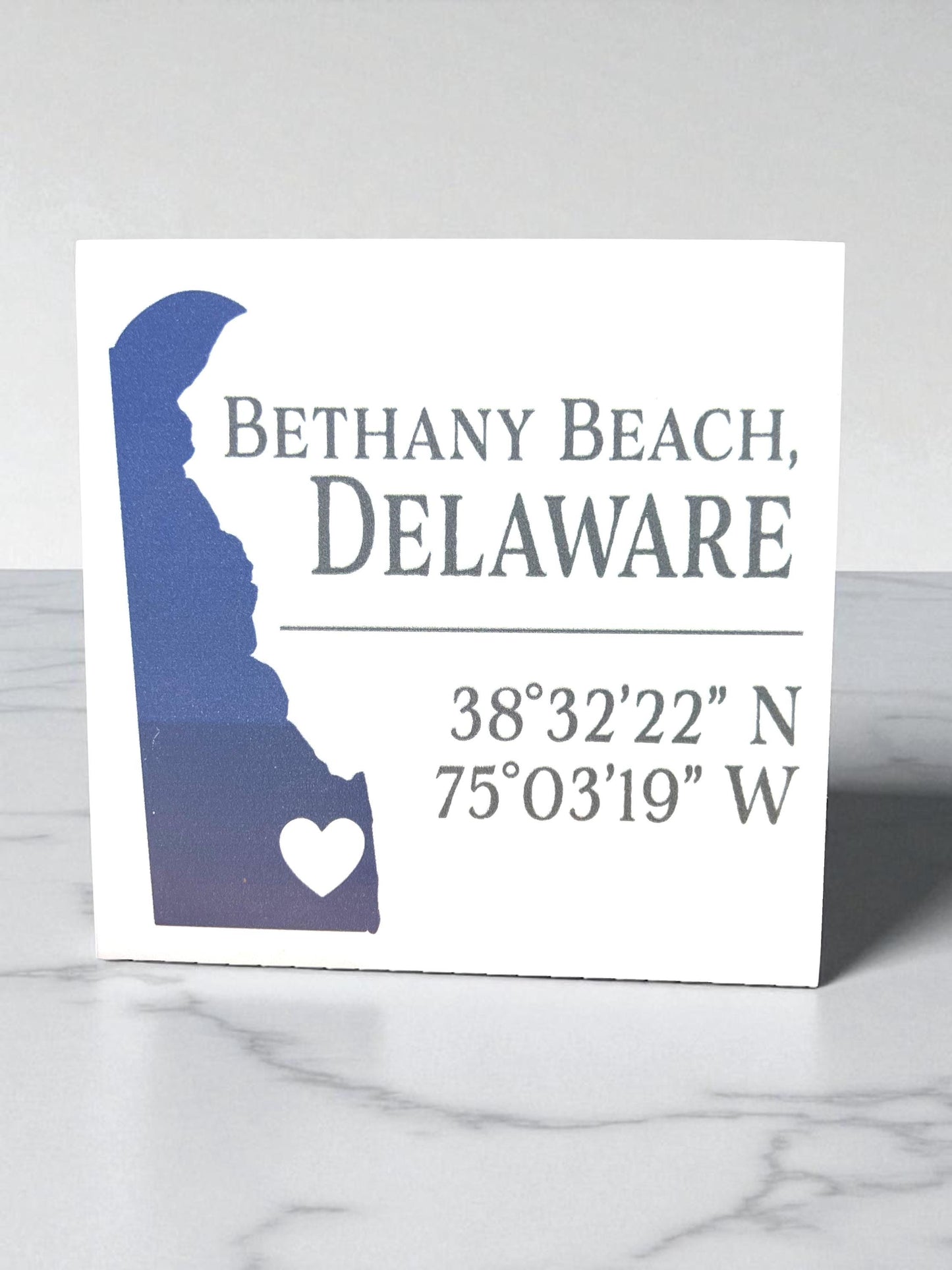 Bethany Beach Delaware Coordinates Sign Wood Shelf Sitter or Wall Hanging, Small Town Gift, Bethany Beach DE Decor