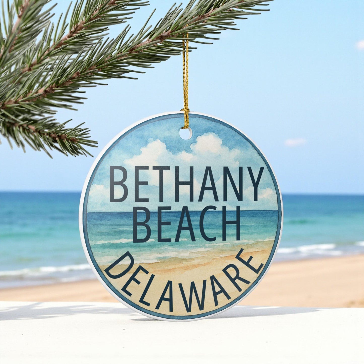 Bethany Beach Delaware Ornament for Christmas, Ceramic