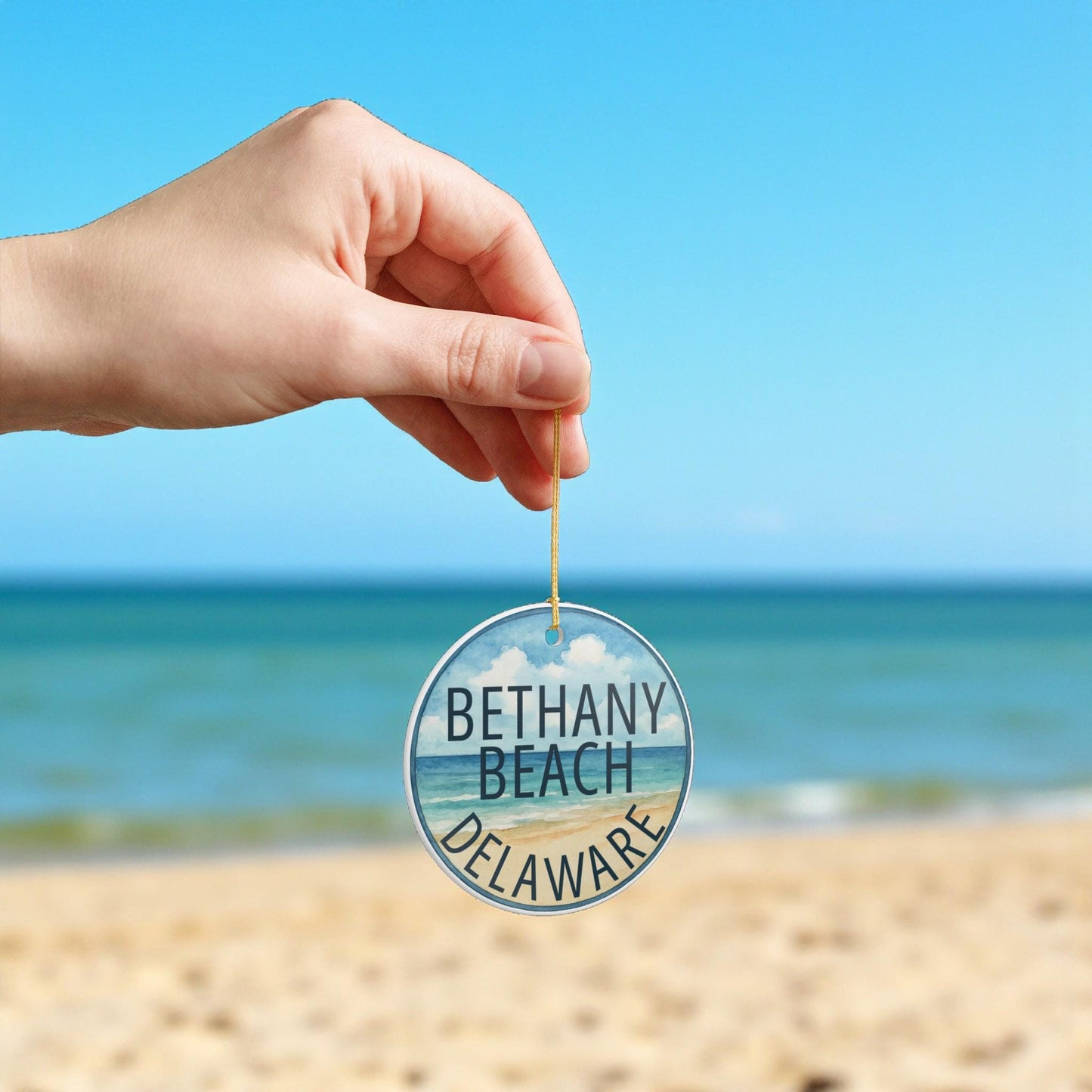 Bethany Beach Delaware Ornament for Christmas, Ceramic