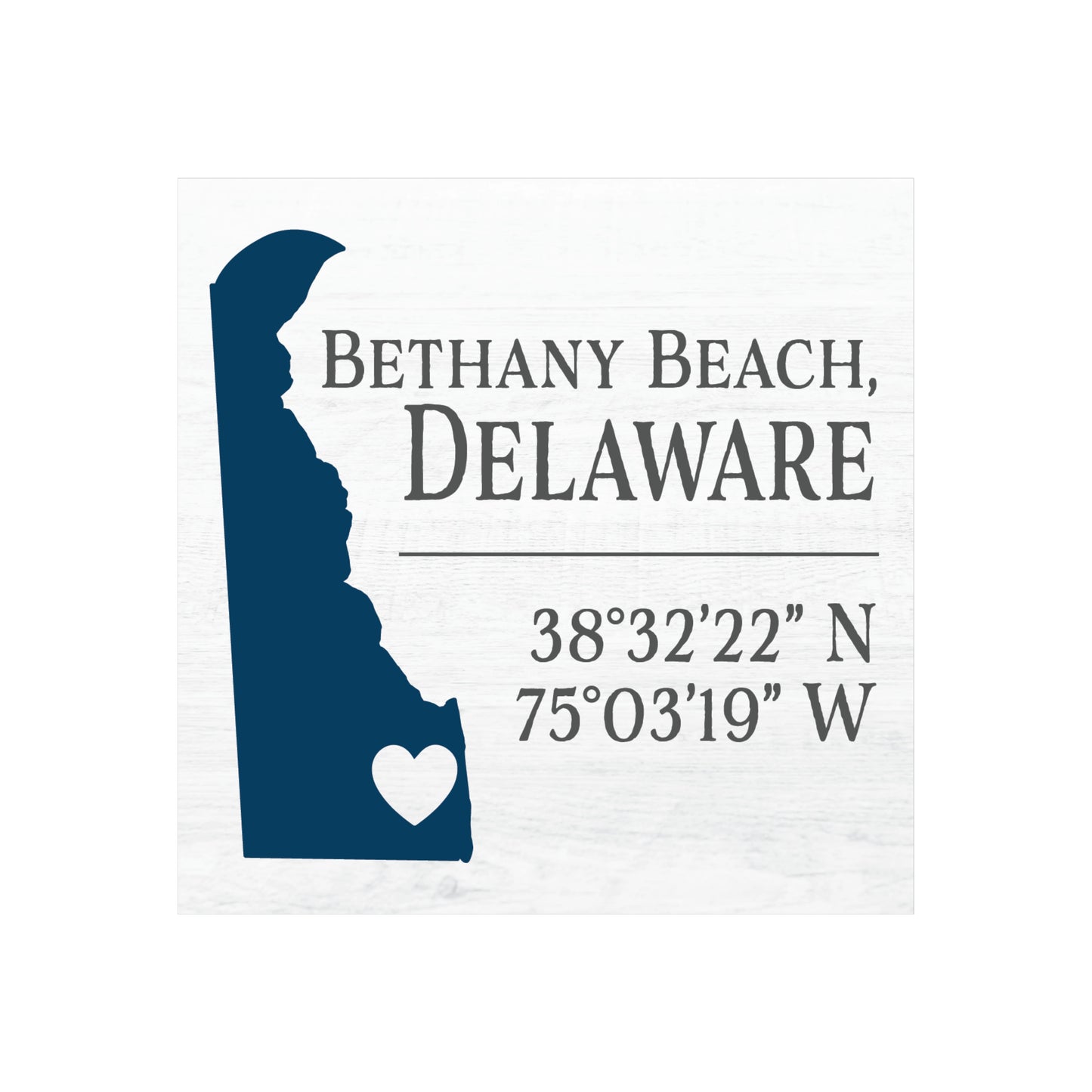 Bethany Beach Delaware Coordinates Sign Wood Shelf Sitter or Wall Hanging, Small Town Gift, Bethany Beach DE Decor