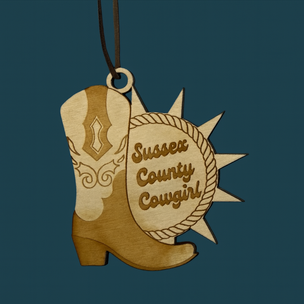 Sussex County Cowgirl Ornament - Laser-cut Christmas Ornament