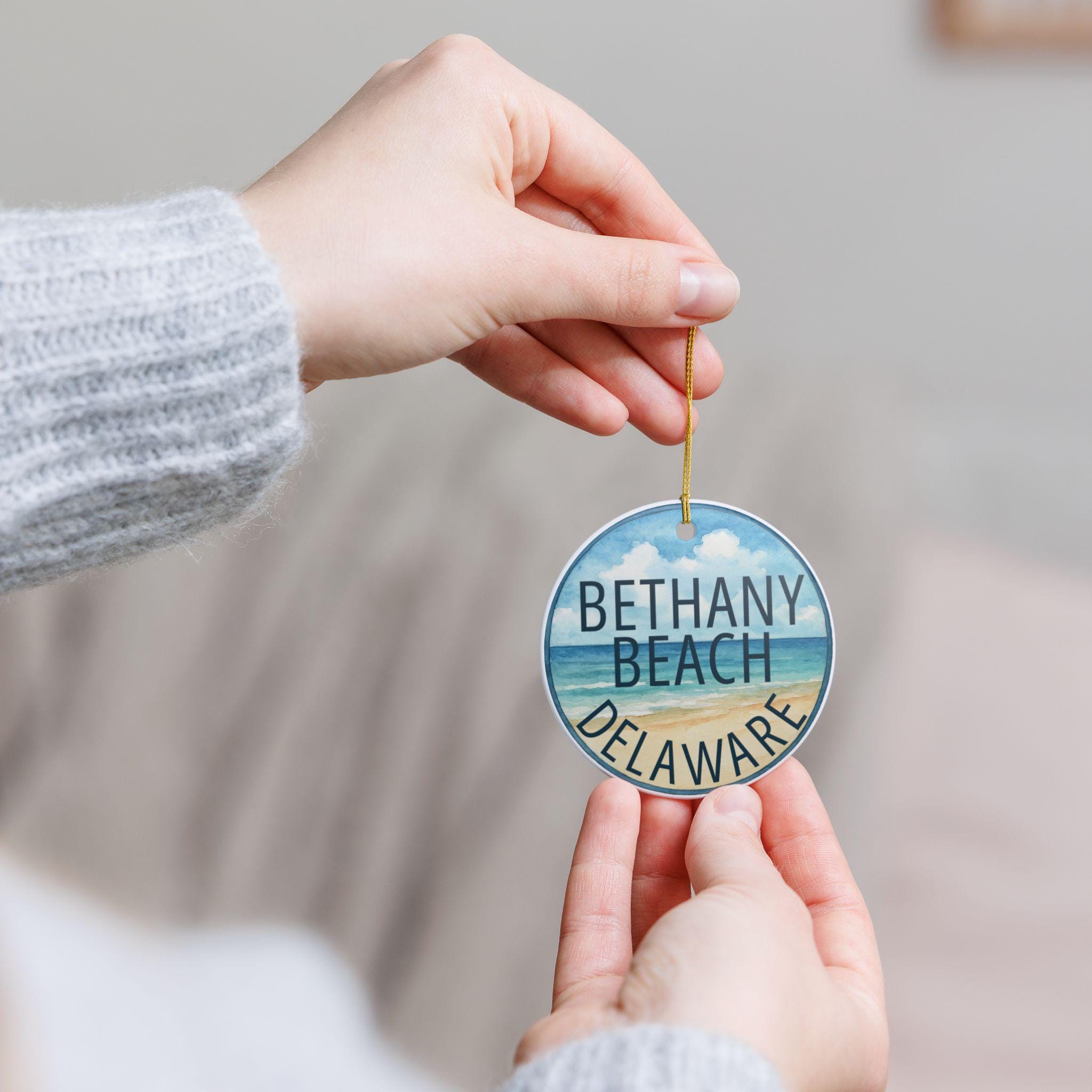 Bethany Beach Delaware Ornament for Christmas, Ceramic