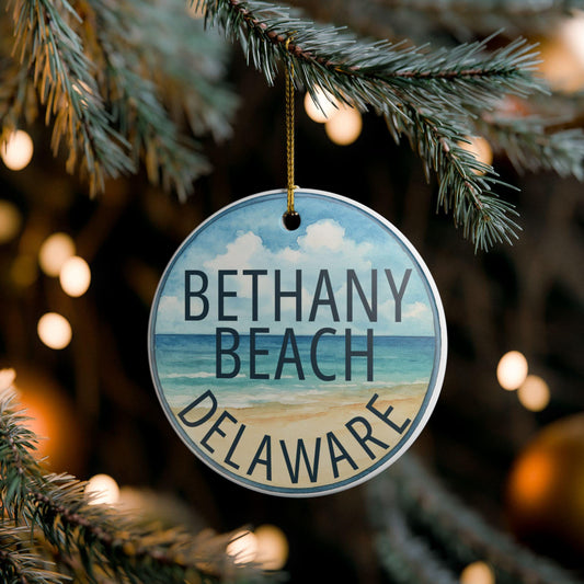 Bethany Beach Delaware Ornament for Christmas, Ceramic